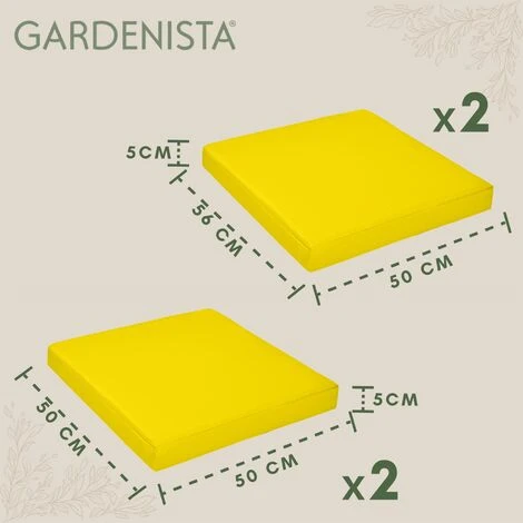 Gardenista Outdoor Seat Cushion Pads For Rattan Furniture Set Water Resistant Chair Padding For Patio Furniture Comfortable And Flexible Seat Pad For Garden 4 Pieces, Yellow - Image 2