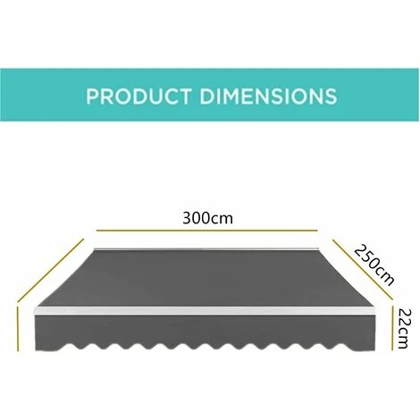 GIZCAM 2.5 X 3m Manual Awning, Articulated Arm Awning,Awning Cover Garden Patio Canopy Sun Shade Shelter Retractable Grey - Image 2