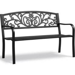 Yaheetech Outdoor Bench Garden Metal Bench Cast Iron Bench