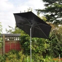 2m Lightweight Black Aluminium Garden Parasol With Tilt Mechanism