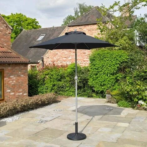 2m Lightweight Black Aluminium Garden Parasol With Tilt Mechanism - Image 4