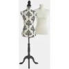BTFY Female Tailors Dressmaking Mannequin With 2 Removable Covers White/White Damask, Tailors Decorative Dummy Body Adjustable Height & Tripod Dress Stand - UK Size 8/10