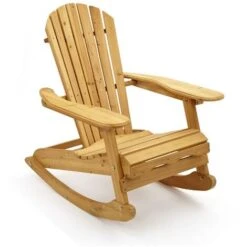 Trueshopping Bowland Adirondack Wooden Rocking Chair For Garden Or Patio