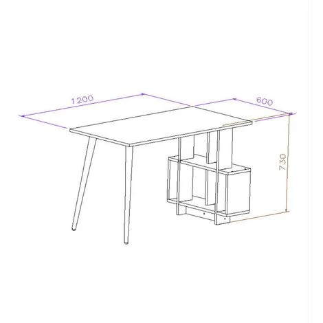 Side Scandi Style Home Office Computer Desk With Bookcase - White & Walnut - Image 3