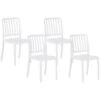 Set Of 4 Garden Dining Chairs Armless Stacking Weatherproof Plastic White Sersale