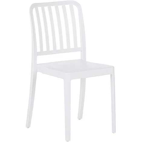 Set Of 4 Garden Dining Chairs Armless Stacking Weatherproof Plastic White Sersale - Image 4