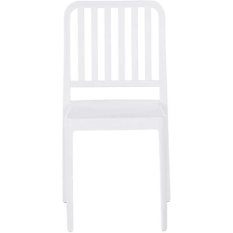 Set Of 4 Garden Dining Chairs Armless Stacking Weatherproof Plastic White Sersale - Image 5