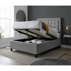 Brandon Grey Fabric Ottoman Bed Double