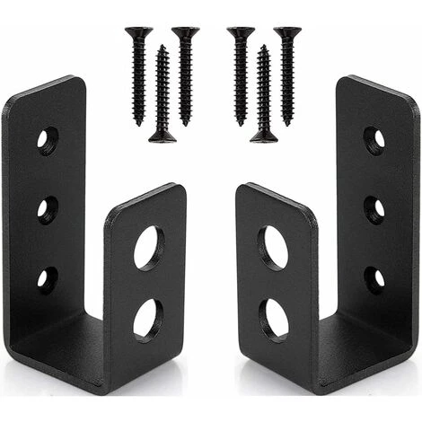 Heavy Duty Steel Door Brackets For 2x4 Door, U-Shape Security Bar, 2Pcs