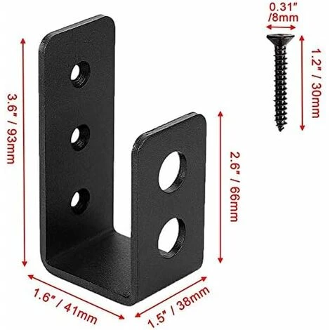 Heavy Duty Steel Door Brackets For 2x4 Door, U-Shape Security Bar, 2Pcs - Image 2
