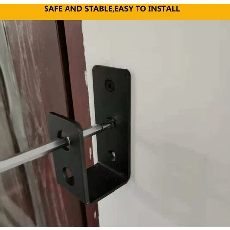 Heavy Duty Steel Door Brackets For 2x4 Door, U-Shape Security Bar, 2Pcs - Image 3
