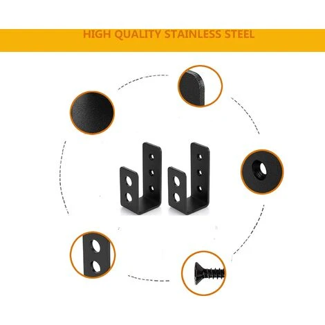 Heavy Duty Steel Door Brackets For 2x4 Door, U-Shape Security Bar, 2Pcs - Image 5