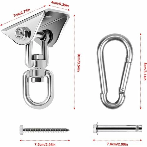 Heavy Duty Stainless Steel Ceiling Hook, 360° Rotation Hanging Swing Hook, Ceiling Bracket Mount Hook For Hanging Chair Punching Bag Boxing Hammock Yoga - Image 2