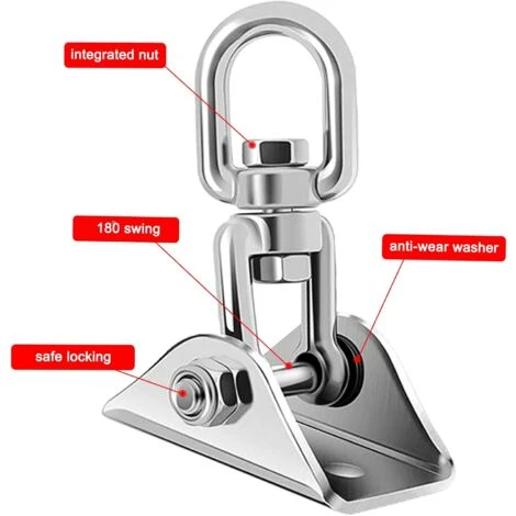 Heavy Duty Stainless Steel Ceiling Hook, 360° Rotation Hanging Swing Hook, Ceiling Bracket Mount Hook For Hanging Chair Punching Bag Boxing Hammock Yoga - Image 3