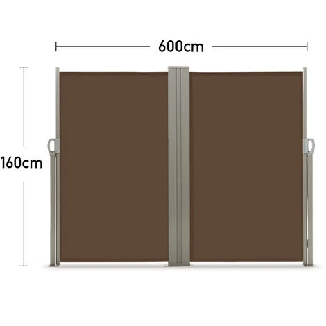 Livingandhome 1.6M Outdoor Retractable Double Sided Sunshade Terrace Privacy Screen Windproof - Image 5