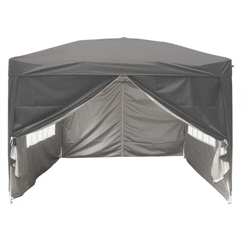 Pop Up Gazebo Outdoor Marquee Tent With Carry Bag 4 Leg Weights Anthracite 3x3m - Image 2