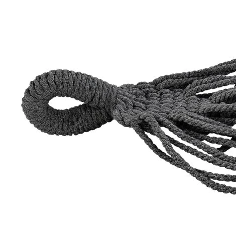 Indoor Outdoor Boho Style Hanging Hammock Swing Cotton Seat Grey Rocca - Image 4