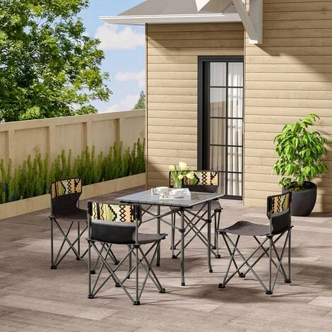 Livingandhome Portable Outdoor Picnic Camping Table And Chair Set, Four Chairs