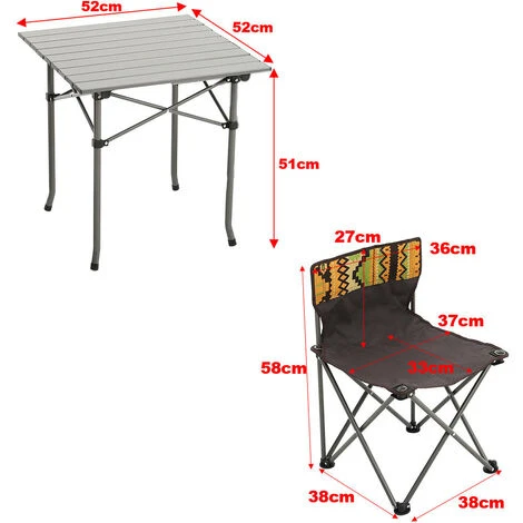 Livingandhome Portable Outdoor Picnic Camping Table And Chair Set, Four Chairs - Image 5