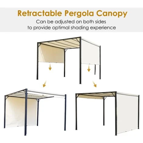 Metal Garden Pergola Retractable Gazebo Canopy Large Structure Sun Patio Awning - Image 3