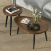 Nesting Coffee Table Centre Accent Table Round Wooden Side Table