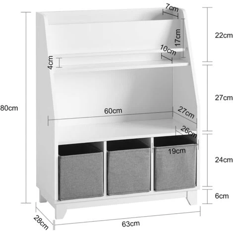 SoBuy Children Kids Bookcase Book Shelf Toy Shelf Storage Display Shelf Rack Organizer,KMB34-W - Image 3