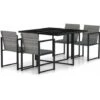 5 Piece Outdoor Dining Set With Cushions Poly Rattan Grey VidaXL