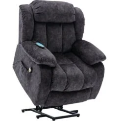 Recliner Chair Power Massage Lift Velvet Armchair With Heat & Vibration, Reclining Mechanism Ergonomic Chair, Grey