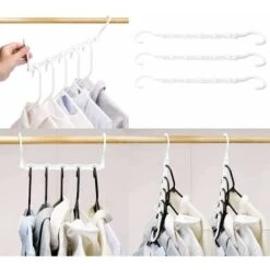 10 Pack Magic Hangers Wardrobe Hanger Organizer Space Saving Clothes Storage In Closets White 38CM Long(White)