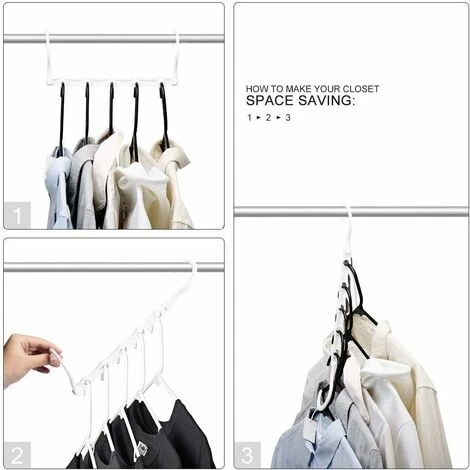 10 Pack Magic Hangers Wardrobe Hanger Organizer Space Saving Clothes Storage In Closets White 38CM Long(White) - Image 3