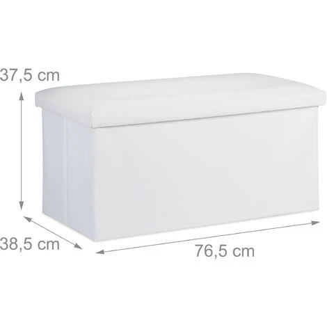 Relaxdays Storage Bench, Artificial Leather, 84 L Capacity, H X W X D: Approx. 37.5 X 76.5 X 38.5 Cm, White - Image 4