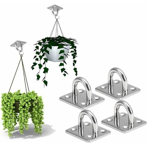 M6 Heavy Duty Pad Eye Plate, 304 Stainless Steel Oblong Eye Pad Plate, Staple Ring Hook Loop U-Shaped Sail Shade Marine Hardware, Wall Ceiling Hammock Hooks Hanger For Swing Suspension(4Pcs) - Image 5