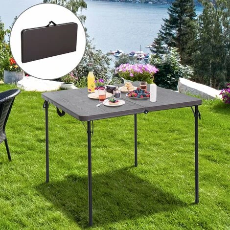 Outsunny 2.8FT Camping Table Compact Wood Effect Garden Folding Picnic Portable - Image 3