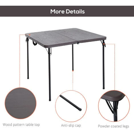 Outsunny 2.8FT Camping Table Compact Wood Effect Garden Folding Picnic Portable - Image 5