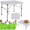 Picnic Table 2ft, Folding Camping Table With 2 Adjustable Height, Aluminium Carry BBQ Desk For Kitchen Outdoor, Unfolding Size: 60x45x26/56cmcm