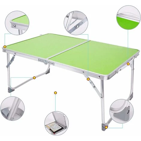 Folding Tray Table Kids Small Folding Table Bed Sofa Tray With Handle, Portable 4 Foot Garden Table Foldabe Aluminium Laptop Table Computer Desk For Study Or Outdoor Table For Picnic Camping BBQ Party - Image 4