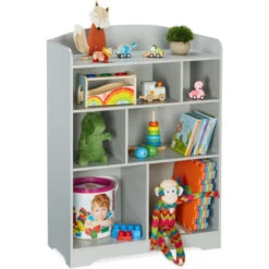 Relaxdays Children's Shelf, Storage Unit For Books, Toys And Games, Stable MDF Material, HxWxD: 100 X 71.5 X 34 Cm, Grey