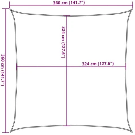 Sunshade Sail HDPE Square 3.6x3.6 M White VidaXL - Image 3