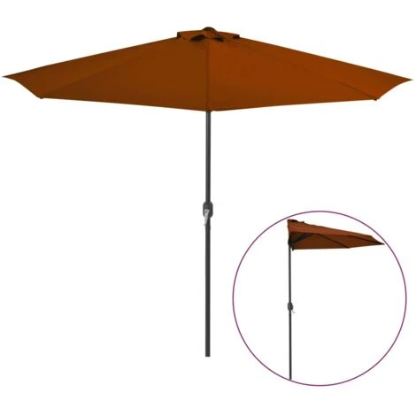 Hommoo Balcony Parasol With Aluminium Pole Terracotta 300x150x253 Cm Half - Image 2