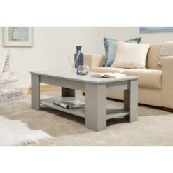 Grey Lift Up Top Coffee Table Storage Area Shelf Reception Occasional Lap Top