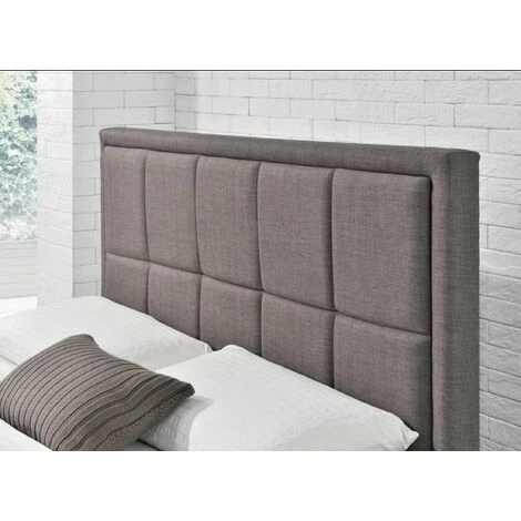 4FT Small Double Stunning Soft Grey Hannover Deep Cushioned Headboard Fabric Ottoman Bed Frame - Image 3