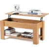 Lift Top Coffee Table With Storage And Shelf For Living Room, Oak