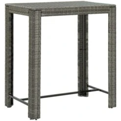 Topdeal Garden Bar Table Grey 100x60.5x110.5 Cm Poly Rattan FF45875UK
