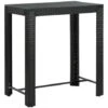 Topdeal Garden Bar Table Black 100x60.5x110.5 Cm Poly Rattan FF45874UK