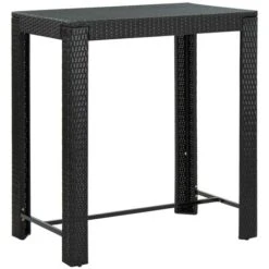 Topdeal Garden Bar Table Black 100x60.5x110.5 Cm Poly Rattan FF45874UK