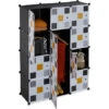 Relaxdays Shelving System, Plug-in Wardrobe, 8 Compartments, 2 Clothes Rods, HWD: 145 X 110 X 37 Cm, Multicoloured/Black