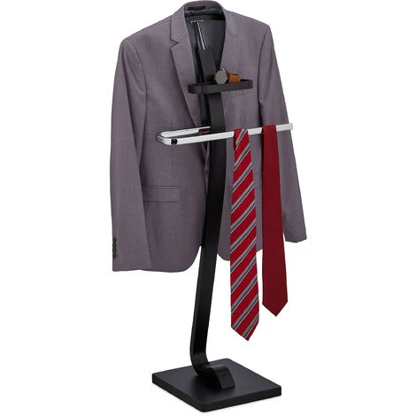 Relaxdays Valet Stand For Men, Coat Rack Stand Metal, Freestanding Butler, Hanger, H X B X W Approx. 112x46x32 Cm