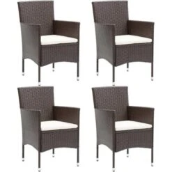 Garden Dining Chairs 4 Pcs Poly Rattan Brown VidaXL