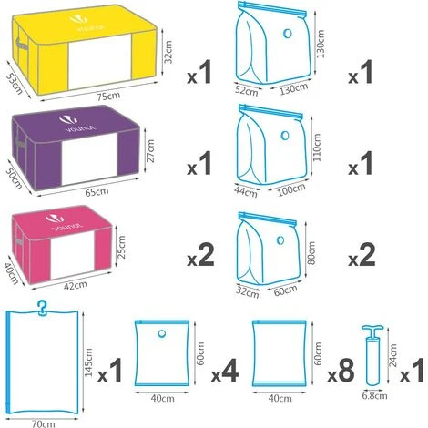 VOUNOT Vacuum Storage Bags For Clothes, Duvets, Pillows, Blankets, Set Of 22 - Image 2