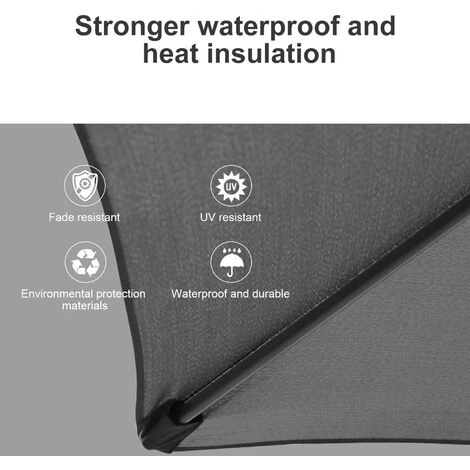 VINGO Parasol Not Tilting Shade Canopy Mechanism Sun Aluminium Umbrella Crank,3.5m Gray - Image 2